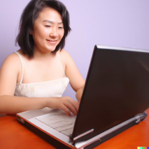 woman working at laptop