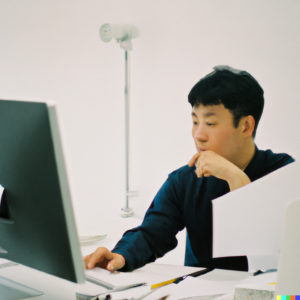 man working at computer