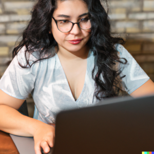 woman working at laptop