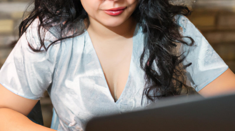 woman working at laptop